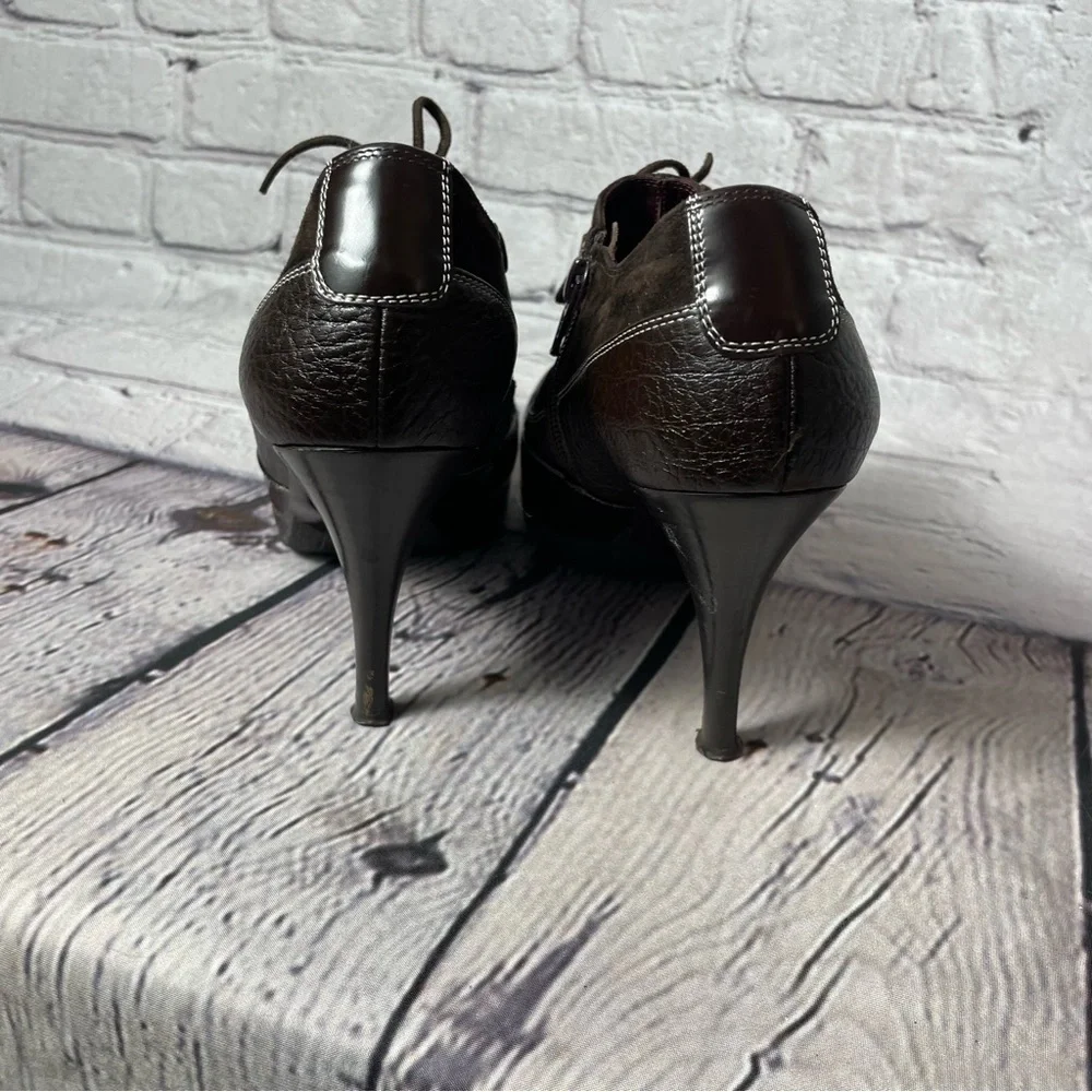 VIa Spiga High Heel Suede Leather Brown Booties Made In Italy Size 9